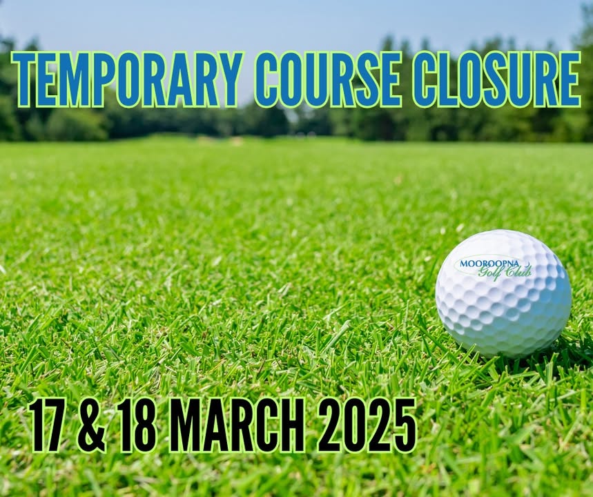 Featured image for “Please be advised that Mooroopna Golf Course will be temporarily closed this Monday, March 17 and Tuesday, March 18, 2025 for coring of the greens.”