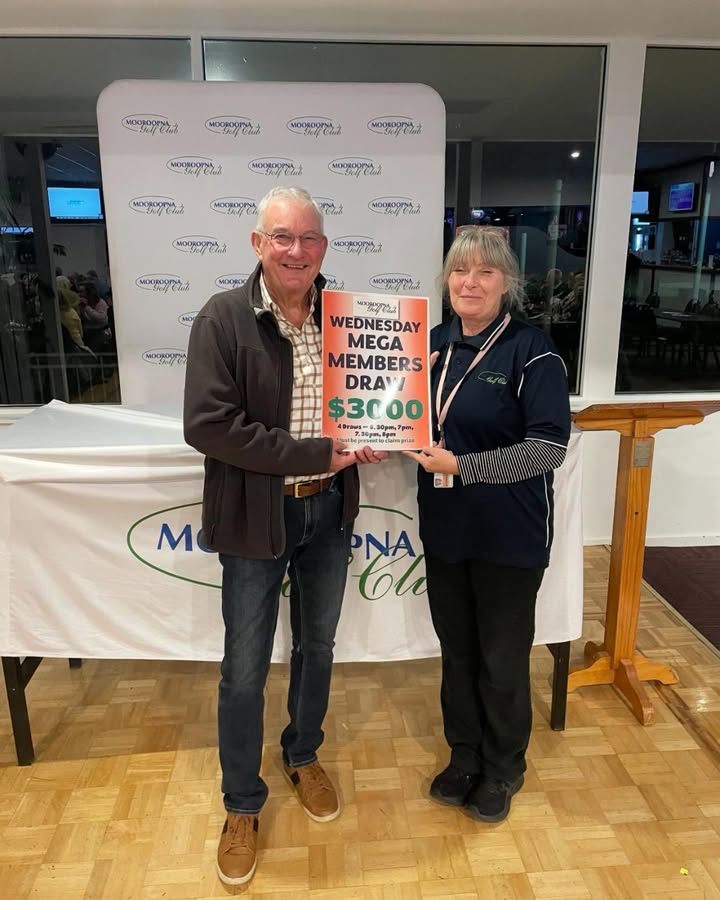 Featured image for “Allan McAuliffe Wins $3,000 Mega Members Draw at Mooroopna Golf Club”