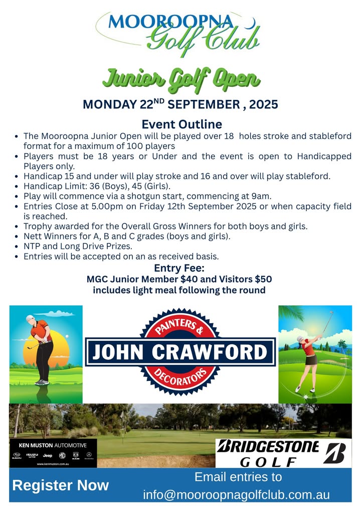 Featured image for “Mooroopna Junior Golf Open: Tee Off for Fun and Prizes at Mooroopna Golf Club”