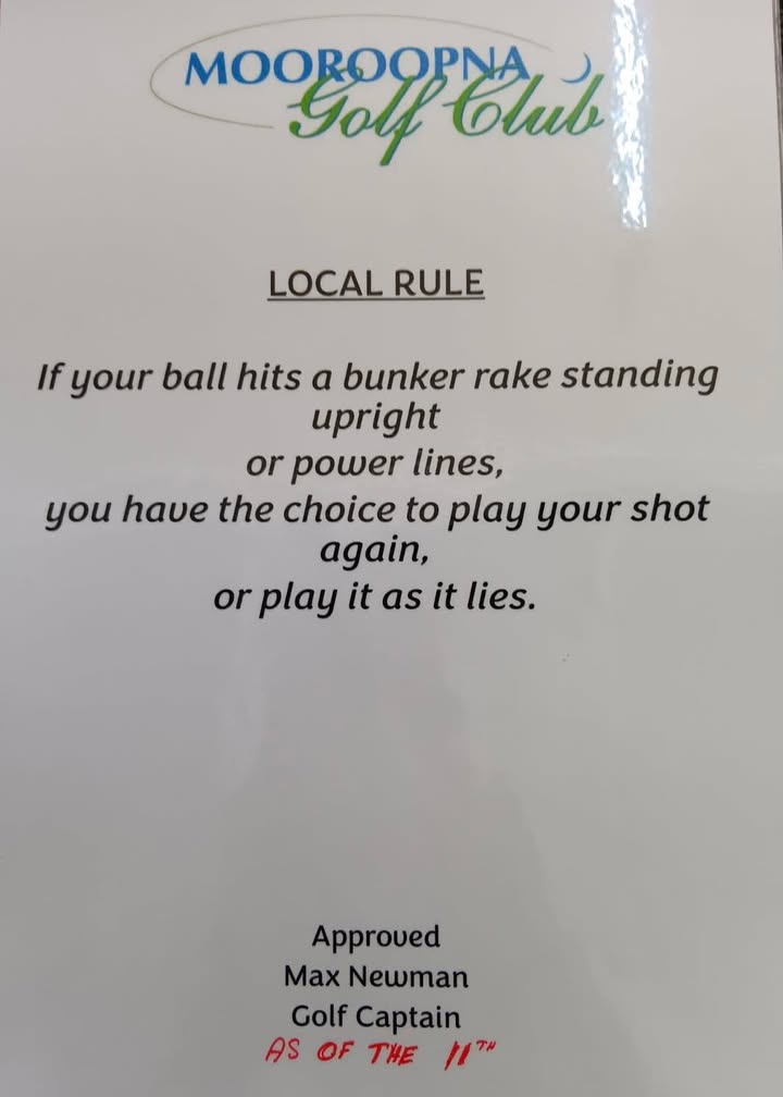 Featured image for “New Local Rules at Mooroopna Golf Club”