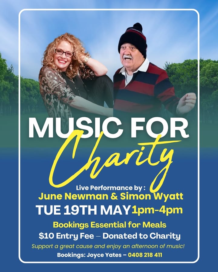 Featured image for “Music for Charity at Mooroopna Golf Club – June Newman & Simon Wyatt”