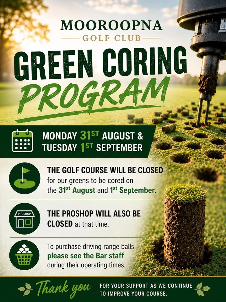 Featured image for “Green Coring Program at Mooroopna Golf Club – August & September”