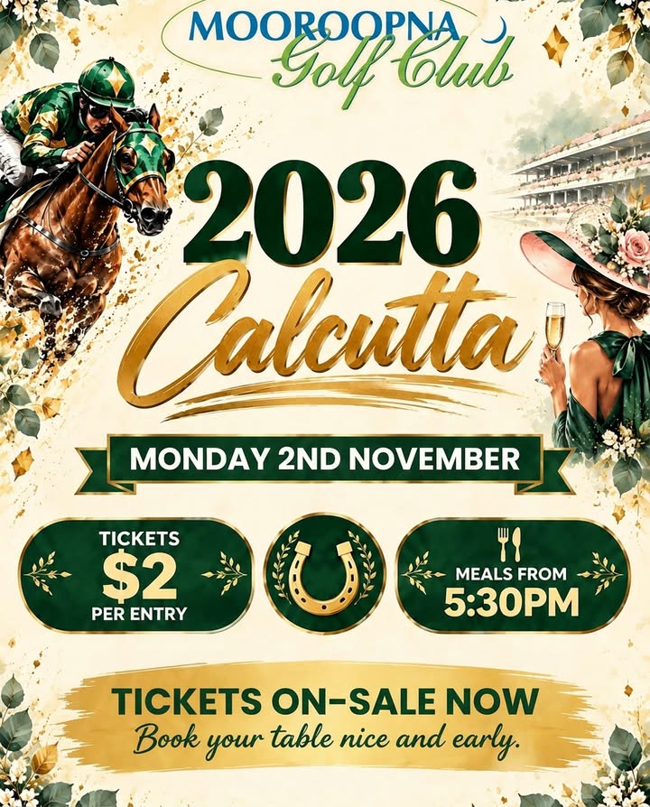 Featured image for “Melbourne Cup 2026 Calcutta Night at Mooroopna Golf Club”